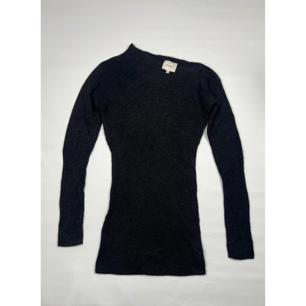 Reformation Avril Fine Alpaca Sweater Women's Small Black Ribbed Off Shoulder